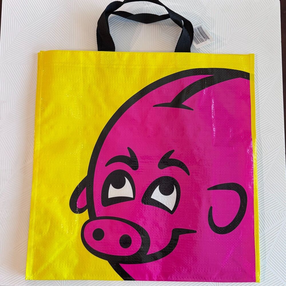 NEW ICELANDIC BONUS PINK PIG GROCERY TOTE BAG - REUSABLE WITH TAG